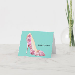BRIDE CO Floral Heelses Aquamarin Blue Dusche Part Karte