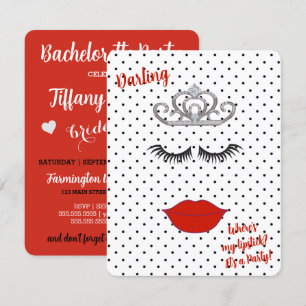 BRIDE & CO Wo ist mein Lipstick-Dusche Tiara-Party Einladung