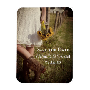 Bride Cowboy Boots Sonnenblumen Hochzeit retten Da Magnet