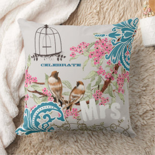 Bride Damask Love Bird Cherry Blossom Birdcage Kissen