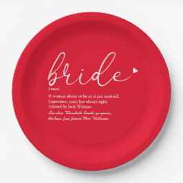 Bride Definition Brautparty Chic Script Red Pappteller