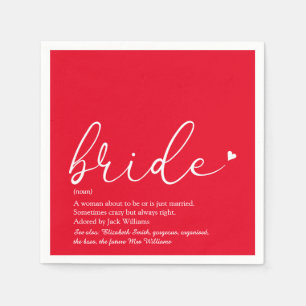 Bride Definition Brautparty Chic Script Red Serviette