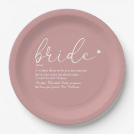 Bride Definition Brautparty Dusty Rose Pappteller