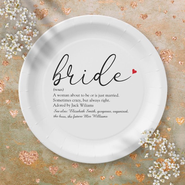 Bride Definition Brautparty Script Modern Pappteller (Bride Definition, Bridal Shower Script Modern Paper Plates)