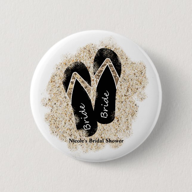 Bride Dreh Flop Sandals Summer Beach Brautparty Button (Vorderseite)