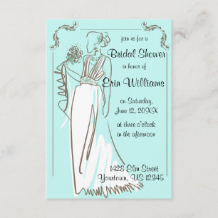 Bride Dress Sketch Bridal Dusche Einladung