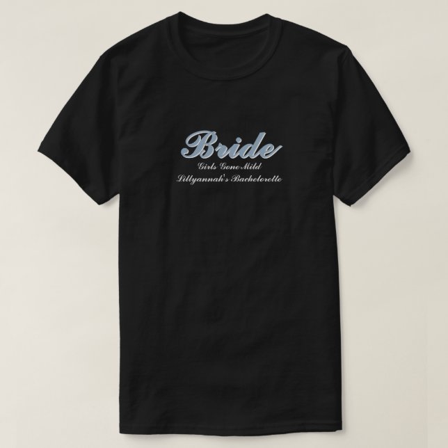 Bride Dusty Blue Bachelorette Wedding Party T-Shirt (Design vorne)
