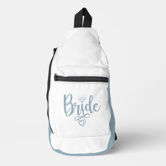 BRIDE Dusty Blue White Crossbody Bag (Vorderseite)