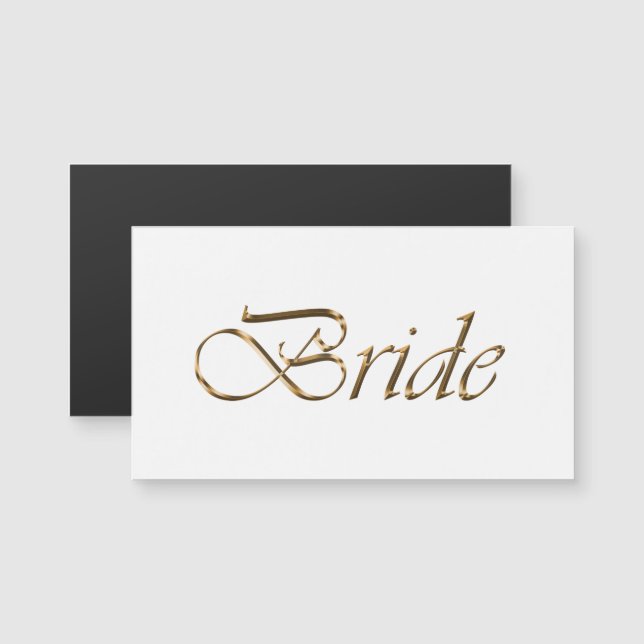 Bride Elegant Gold-Script-chic weiße Magnetkarte (Vorne/Hinten)