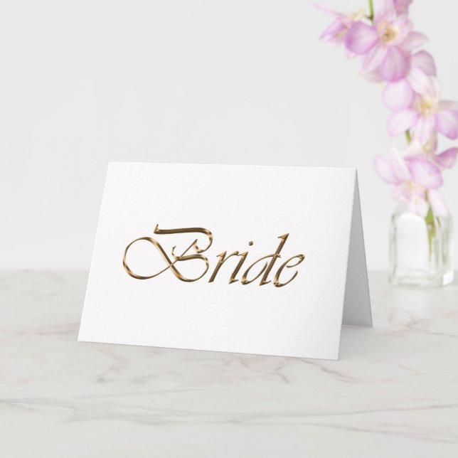 Bride Elegant goldene Drehbuchschrift schicke weiß Karte (Orchidee)