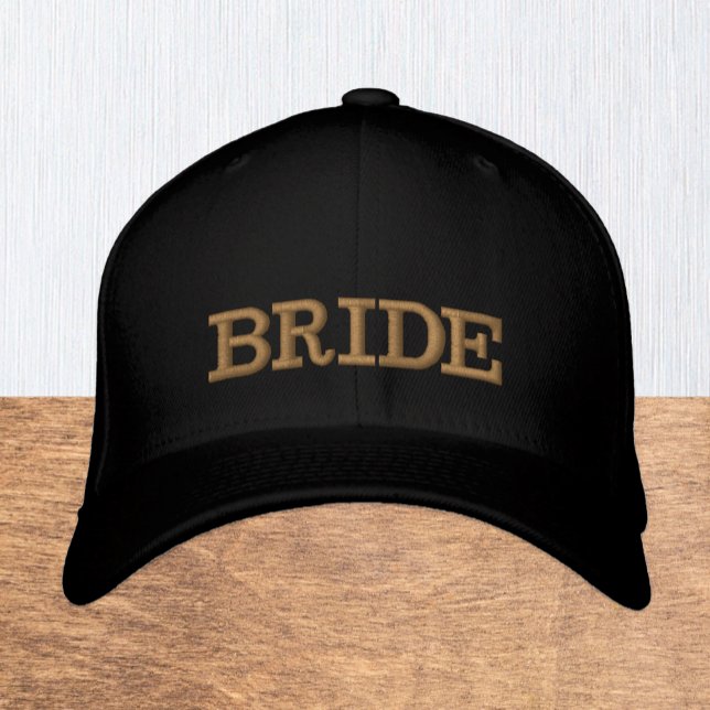 BRIDE embroidered baseball cap gold / black Bestickte Baseballkappe (Bride - Embroidered Hat / Baseball Cap)