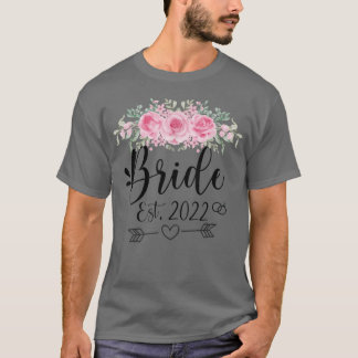 Bride Est 2022 Hochzeitsfeier Blume T-Shirt