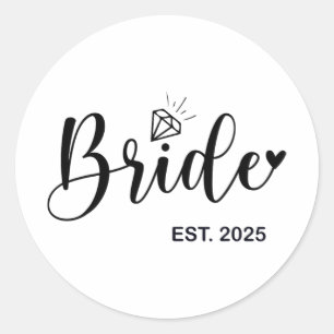 Bride Est. 2025 Frau Ehefrau Bachelorette Par Runder Aufkleber