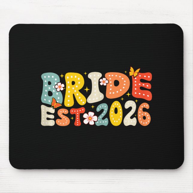 Bride Est 2026 Verheiratet Wedding Bridal Mousepad (Vorne)