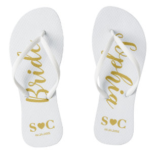 Bride Flip Flops für Hochzeit, Bachelorette   Gold