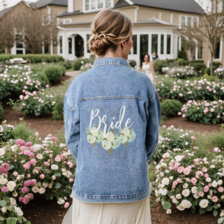 Bride - Floral Blue Jean Demin Jacket Jeansjacke