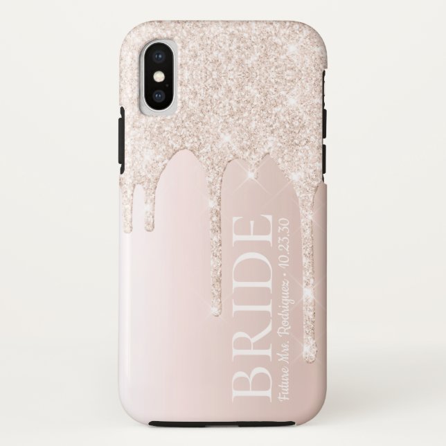 Bride Future Frau Blush Pink Glitzer Case-Mate iPhone Hülle (Rückseite)