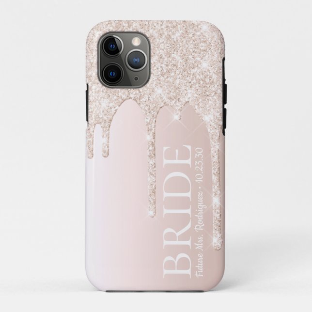 Bride Future Frau Blush Pink Glitzer Case-Mate iPhone Hülle (Rückseite)