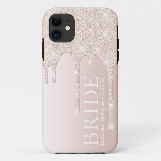 Bride Future Frau Blush Pink Glitzer Case-Mate iPhone Hülle (Rückseite)