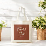 Bride Future Frau Brown Terracotta Tote Bag Tragetasche<br><div class="desc">Bride Future Frau Terracotta Tote Bag mit Text Future Frau Terracotta/Burnt Orange/Brown White. Karo unten in unserer Shop-Kollektion für passende Artikel.</div>