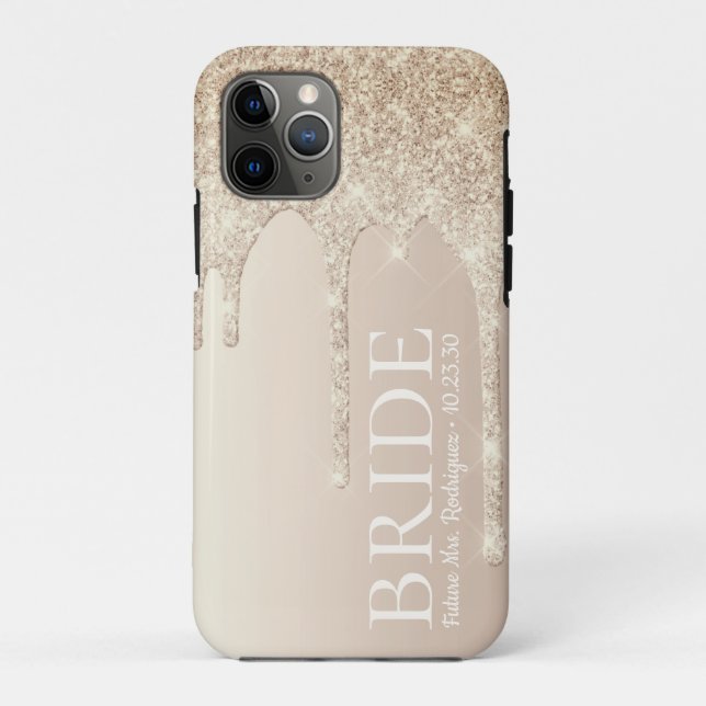 Bride Future Frau Gold Glitzer Tropfen Case-Mate iPhone Hülle (Rückseite)