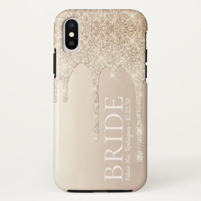 Bride Future Frau Gold Glitzer Tropfen Case-Mate iPhone Hülle (Rückseite)