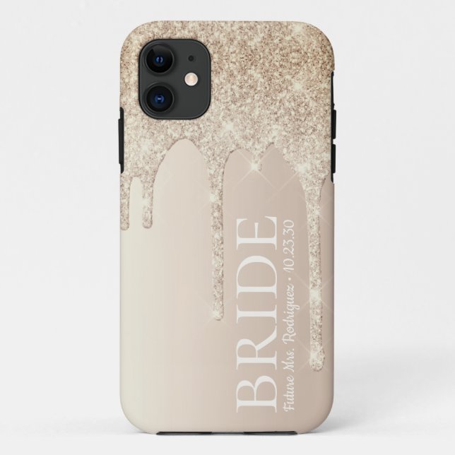Bride Future Frau Gold Glitzer Tropfen Case-Mate iPhone Hülle (Rückseite)