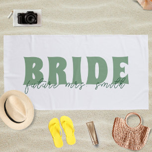 Bride Future Frau Individuelle Name White und Gree Strandtuch
