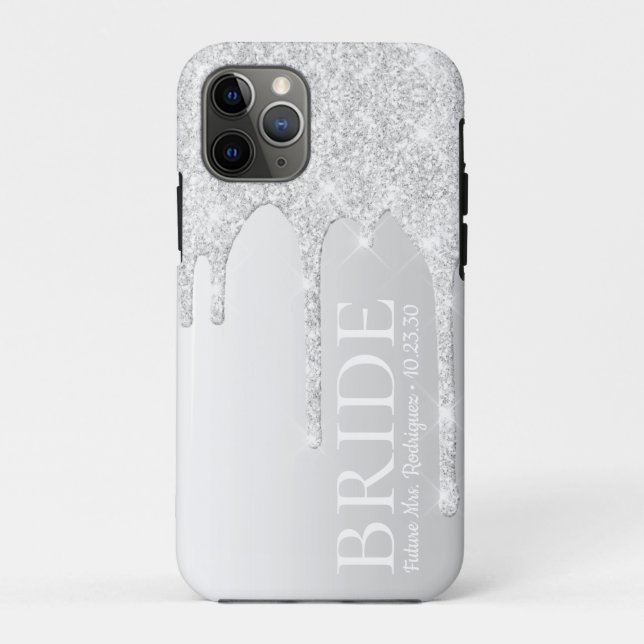 Bride Future Frau Silver Glitzer Tropfen Case-Mate iPhone Hülle (Rückseite)