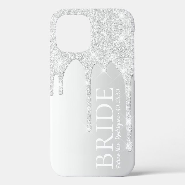 Bride Future Frau Silver Glitzer Tropfen Case-Mate iPhone Hülle (Rückseite)