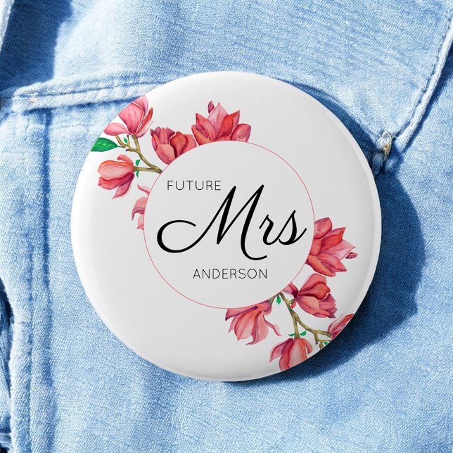 Bride Future Frau White Floral Wedding Button (Von Creator hochgeladen)