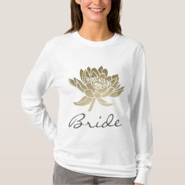 BRIDE GLAMOROUS PALE GOLD WHITE LOTUS FLORAL T-Shirt