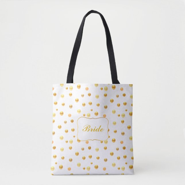 Bride Gold Polka Dots Tote Bag (Vorderseite)