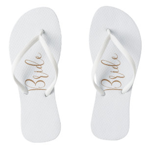 Bride Gold Script Flip Flops