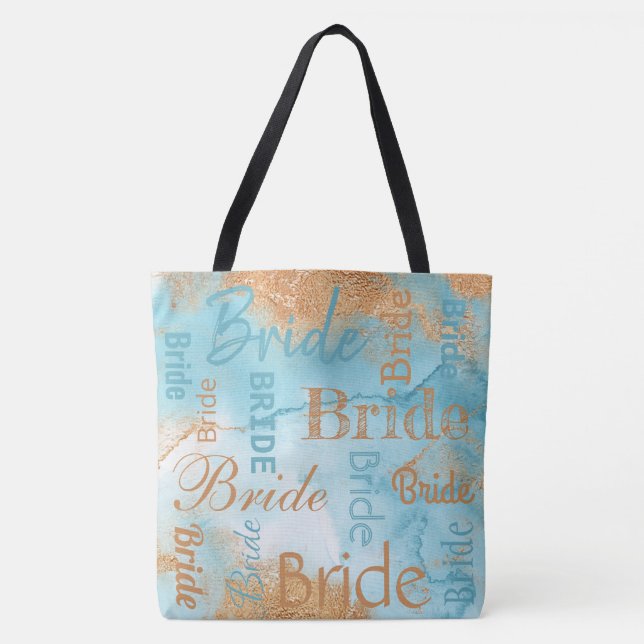Bride Gold Turquoise Script Moderne Hochzeit (Vorderseite)