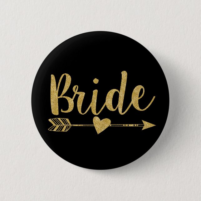 Bride | Golden-Glitzer Button (Vorderseite)