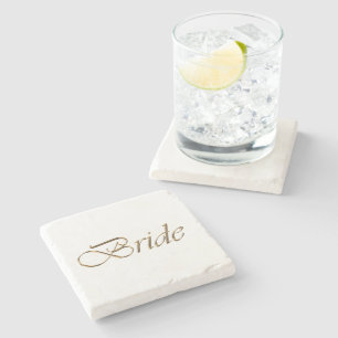Bride, Goldene Schrift, eleganter Chic Steinuntersetzer
