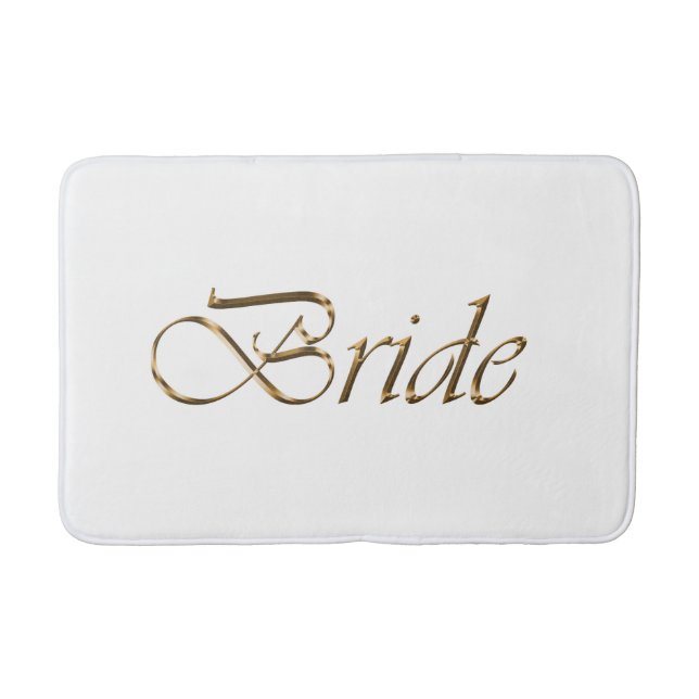 Bride, goldenes Drehbuch elegantes Weiß Badematte (Vorderseite)