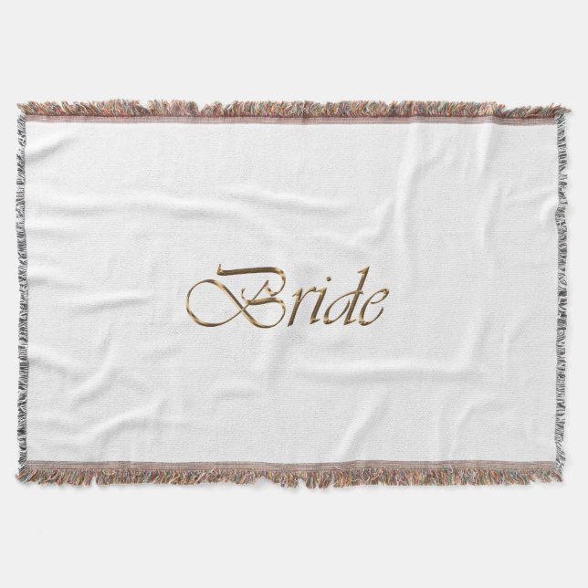 Bride, goldenes Drehbuch elegantes Weiß Decke (Vorderseite)