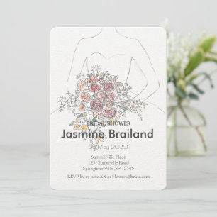 Bride Gown mit floral Bouquet Brautparty Einladung