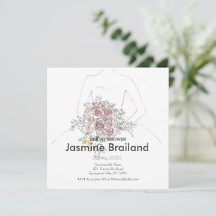 Bride Gown mit floral Bouquet Brautparty Save The Date