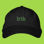 Bride Green Girl Summer bestickter Vater Hat Bestickte Baseballkappe<br><div class="desc">Minimalistische schicke Brautjunghut in grünem Text</div>