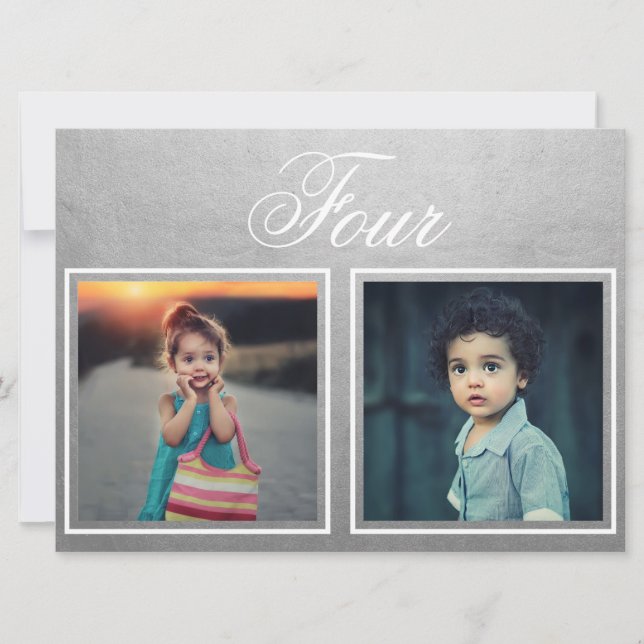 Bride Groom Age Elegant Klassische Silberne Tischn Einladung (Vorderseite)