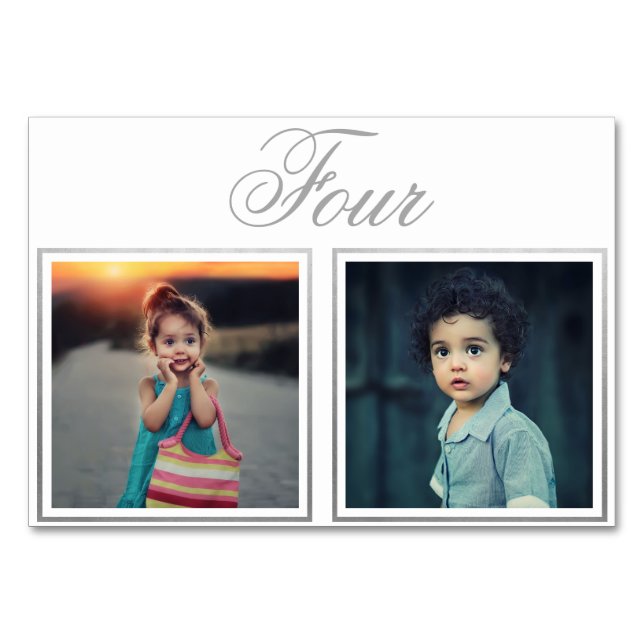 Bride Groom Age Elegant Klassische Silberne Tischn Tischnummer (Vorderseite)