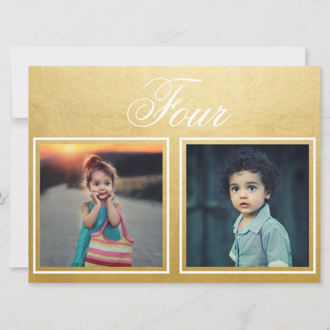 Bride Groom Age Elegante klassische Gold Tischnumm Einladung (Vorderseite)