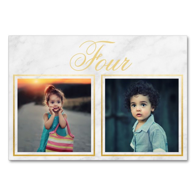 Bride Groom Age Elegante Marmorgolden Tischnummer (Vorderseite)