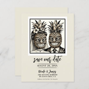 Bride & Groom Aloha Ananas Tiki Save the Date Einladung