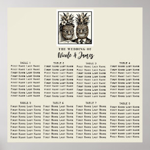 Bride & Groom Aloha Pineaple Tiki Wedding Sitzplat Poster