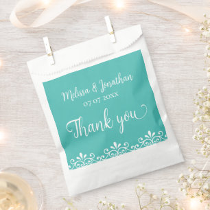 Bride Groom Aquamarin White Elegant Wedding Vielen Geschenktütchen