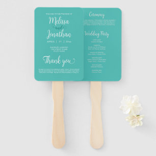 Bride Groom Aquamarin White Elegante Hochzeitsprog Fächer